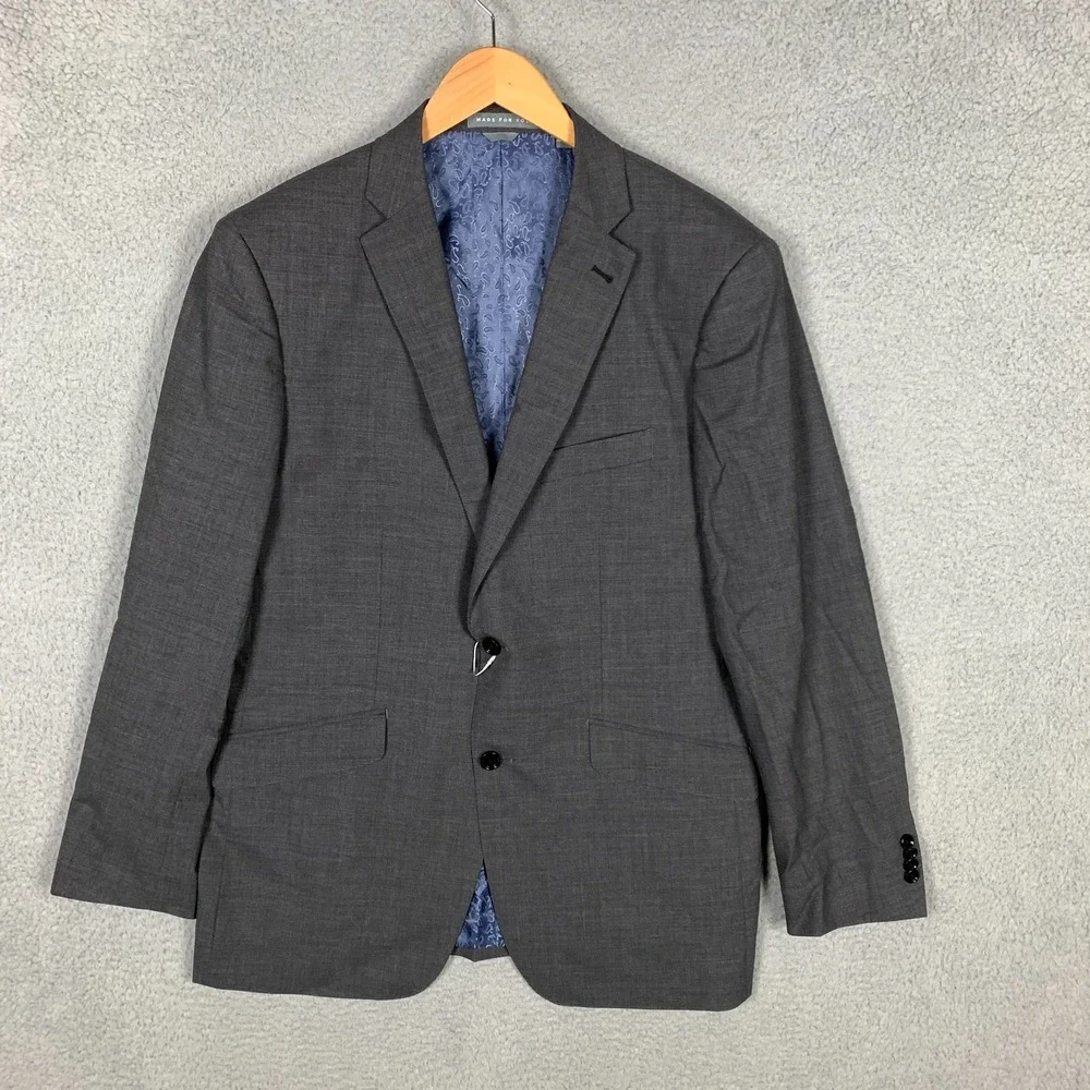 Indochino Blazer Mens Custom 42R Gray‎ Stretch Wool Blend Newbury 56 Suit Jacket